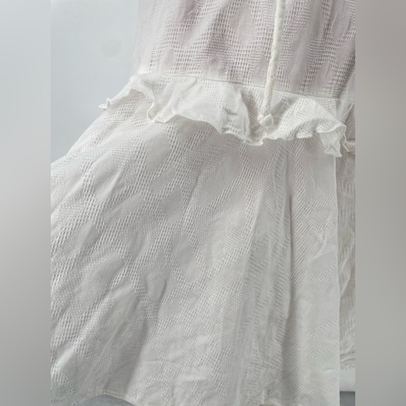 Vintage Crisp White Drop Waist Midi Dress With Neckline Ties & Tie Belt - Picture 7 of 15